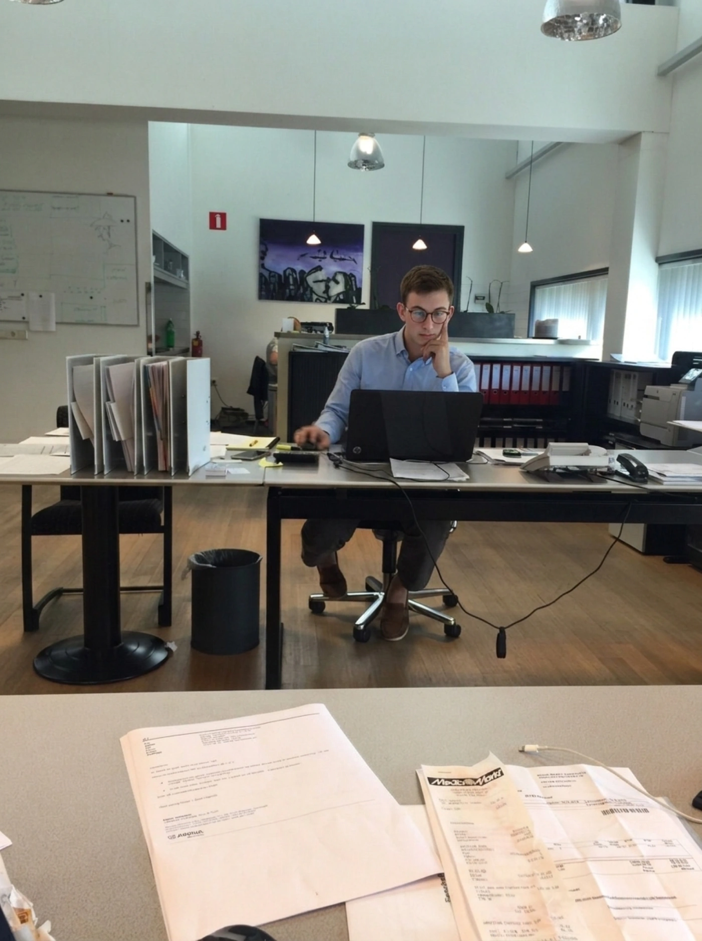 Leo working at a desk